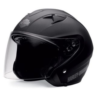  Davidson Open Face Helmet Matt Black Retractable Sun Shield 98210 10E