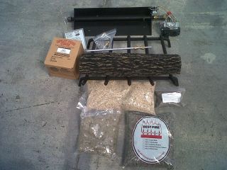 New 24 Vented PROPANE Gas Log Single Burner Hearth Kit Fireplace Set 