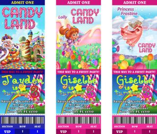 Candyland Birthday Party Personalized Custom Ticket Invitations 
