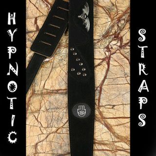 HYPNOTIC STRAPS BLACK BAT LEATHER SUEDE GOTH GUITAR , BASS & ACOUSTIC 