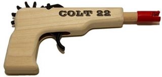 New Rubber Band Colt 22 Pistol Wood Rubberband shooter toy Gun magnum
