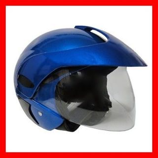   Scooter Open Face Street Helmet DOT Flip Up Shield BLUE LARGE