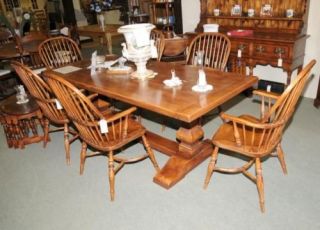  * Set of 6 Fire House Oak WINDSOR CHAIRS for Farmers or Trestle Table