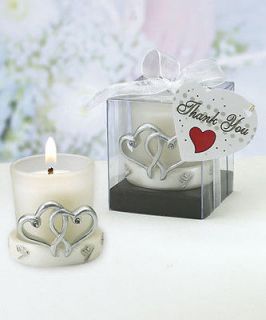   Silver Hearts Glass Votive Candle Wedding Party Favor Bulk Lot