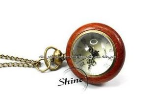   * NEW UNIQUE FABULOUS ANTIQUE FISH EYE WOOD BALL NECKLACE WATCH #257