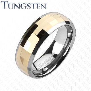   Square Faceted Rose Gold Tungsten Wedding Ring Size 5,6,7,8 (f115