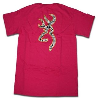 Dark Pink Browning Buckmark T Shirts   Logo Color Yellow Outline 3 D 