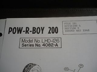   pow r boy 200,lhd tractor,lawn mower,illustra​ted parts list manual