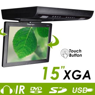   In Car Flip Down Ceiling 15LCD USB DVD Player Games IR Roof Mount