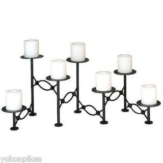   19 50 Wide x 11 7 Candle Black Wrought Iron Fireplace Candelabra