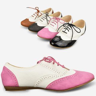   Charming Lace Up Dress Oxfords Low Flats Heels Multi Colored XB47Z
