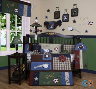 Newly listed Boutique Classic Sports 13PCS CRIB BEDDING SET