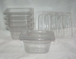 Cambro Food Storage Containers with Lids   1/9 Size   4 1/4 x 6 15 