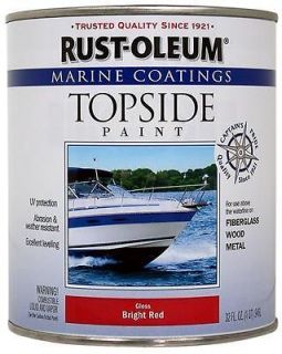 Rust Oleum Paint Marine Topside Coating Alkyd Gloss Bright Red 1 qt 