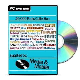 FONTS COLLECTION DVD CD OVER 20,000 TYPEFACES FOR DESIGN PHOTOSHOP 