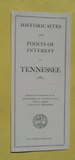 1930s Tennessee official highway historic sites brochu