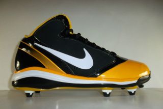   Nike Air Flashpoint D 3/4 Football Cleats Black & Yellow with wrench