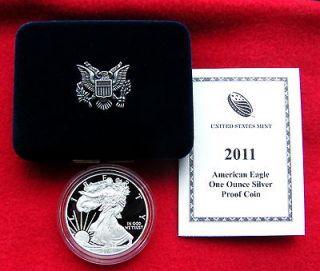 2011 New Silver Proof Eagle 1Troy oz .999 Silver in Velvet Box+COA 