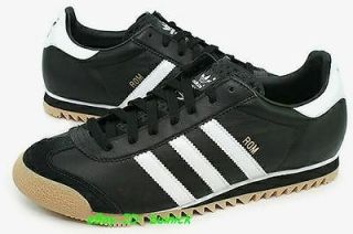 ADIDAS ROM Trainers Black White Leather Gum kick country UK8