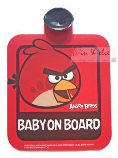 BABY ON BOARD  Angry Birds PVC Window Suction Cup Safety Car Sign