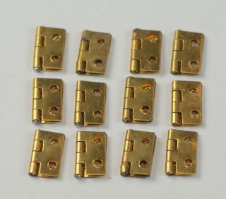 12x Small BRASS HINGES clock case repairs parts clockmakers + other 