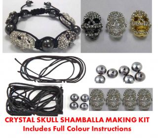   Diamante SKULL Shamballa Friendship Bracelet Making Kit + Instructions