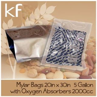   Mylar Bags 20x30 + 10  2000cc Oxygen Absorbers Food Storage Combo