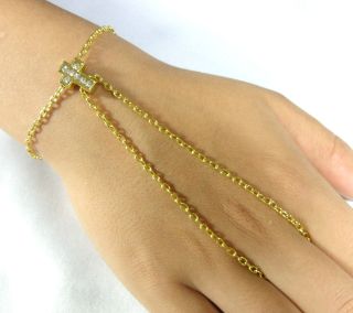 Crystal Small Cross Charm Hand or Foot Harness, Ankle Bracelet , Slave 