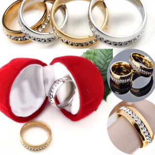   stylish silver Gold stainless steel Clear Crystal rhinestone Rings