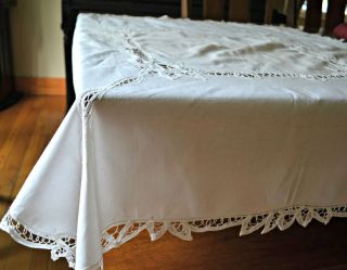   Battenburg Lace Square Tablecloth White 44x44 French Country Cottage