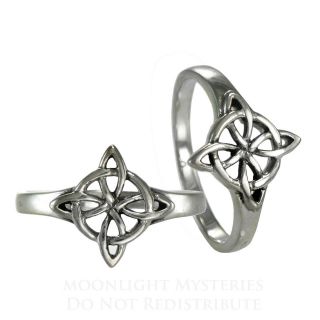   Quaternary Witches Knot Ring sz 4 15 SS Sterling Silver Wiccan Goddess
