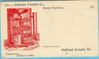 Y3533 Highland Foundry Co postcard, Advertising stoves, Boston 