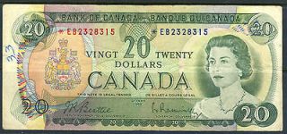 1969 Canada 20 Dollars Replacement Bill ASTERISK Note circulated, very 