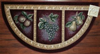   Wedge Kitchen Rug Mat Burgundy Washable Mats Rugs Fruit Grapes Pears