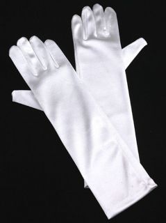 Girls WHITE Long Or Short Satin Gloves Communion Wedding 0 12yr