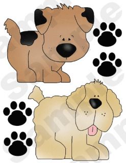PUPPIES PUPPY DOGS PAW PRINTS BABY NURSERY CHILDRENS WALL ART STICKERS 