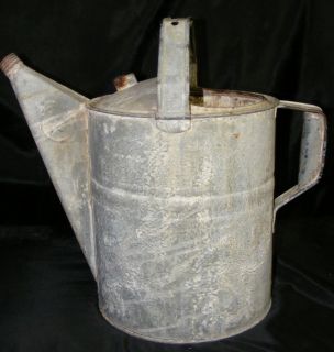 Vintage Large 2 Handled Galvanized Metal Round Watering Can # 2