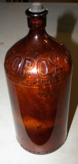 Vintage Clorox Brown Glass Bottle Half Gallon Embossed