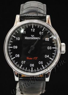 MeisterSinger Mechanical Wind Swiss Single Hand Gents Leather Black 