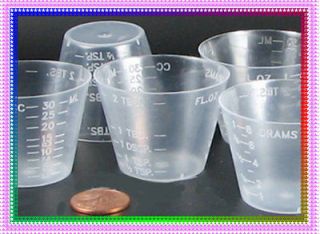 50 1 OZ clear plastic measuring CUPS, marked, RESIN Crafts ALL Purpose 