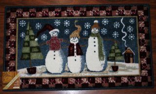   Snowman Snowflakes Blue Snow Red Kitchen Rug Washable Mat Rugs
