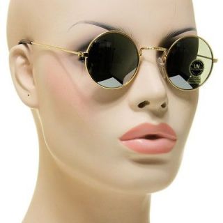   Retro Style Shades Round Engraved Gold Frame Mirror Lens Sunglasses