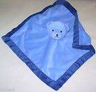   Blue Soft Velour Teddy Bear Baby Boy Security Lovey Blanket 14x14