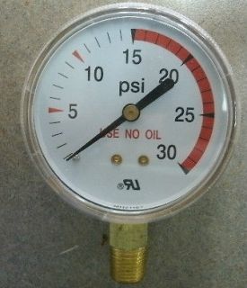   30 PSI Red Line Acetylene, Propane, Natural Gas Gauge 1/4 NPT Fitting