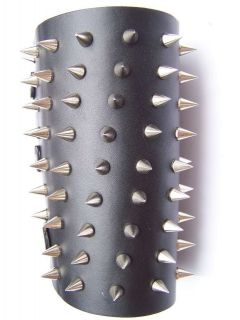 SPIKED REAL LEATHER GAUNTLET WRISTBAND GOTHIC EMO PUNK HEAVY DEATH 