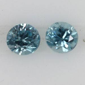 3mm/Pair Round Natural Blue Zircon Gemstone Cambodia G1 376 43