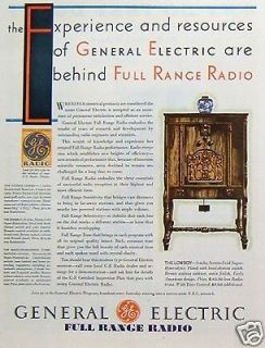 1931 General Electric Full Range Radio Wood Cabinet Lowboy Vintage 