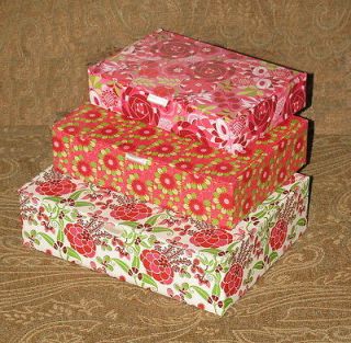 Punch Studio Nesting Cigar Style Boxes Set of 3 Pink Floral New