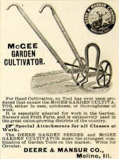   McGee Garden Hand Cultivator Deere Mansur Moline Illinois Seeder Tool