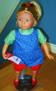 GERMAN SIGIKID NEW WITH TAG 19 VINYL DOLL ROSE WITH ROOTED HAIR